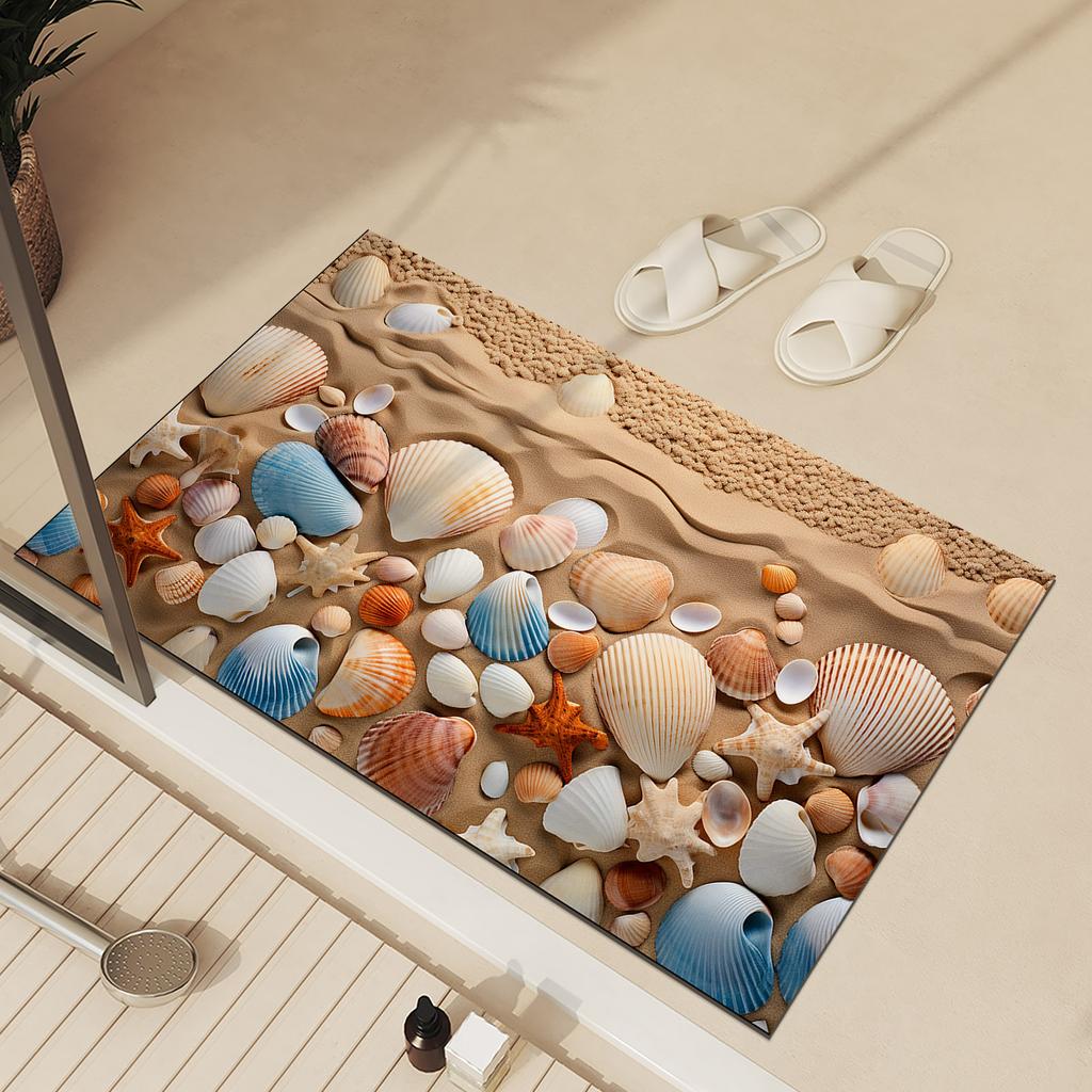 Ocean Bathroom Bath Mat Absorbent Foot Mats Non-slip Quick Dry Bathroom Carpet Shower Rugs Toilet Pad Doormat Washable