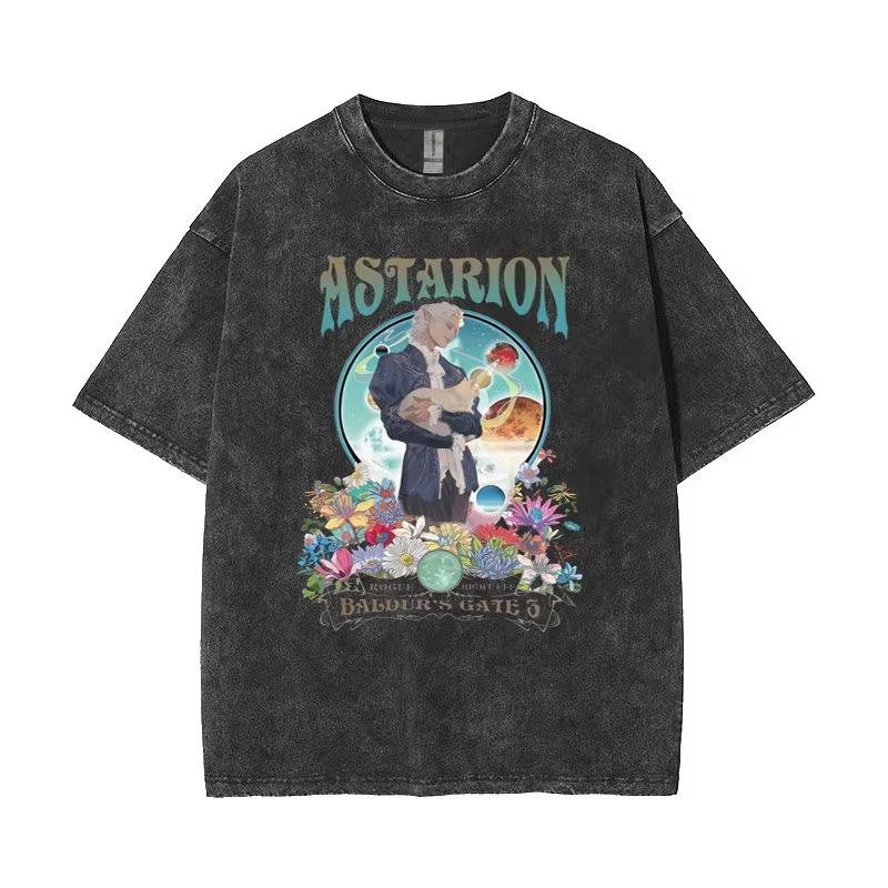 Limited Astarion The Pale ELF T-shirts Baldurs Gate 3 Girl Dinner Vintage Washed T Shirt Men Women Casual High Tshirt