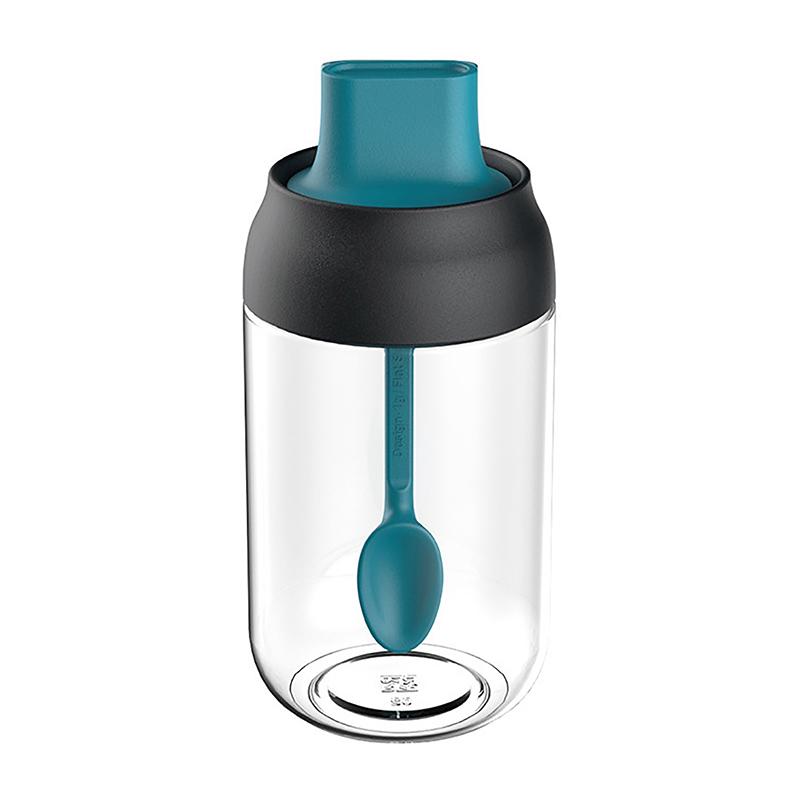 Transparent Kitchen Supplies Glass Spice Jar For Salt Sugar Pepper Powder With Spoon Plastic Seasoning Bottle Salt Storage Box