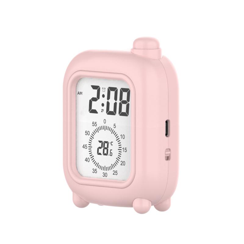 

Digital Travel Clock LCD Alarm Clock with Temperature Backlight Snooze Battery Operated Desk Clock for Bedroom Office Kitchen рожевий