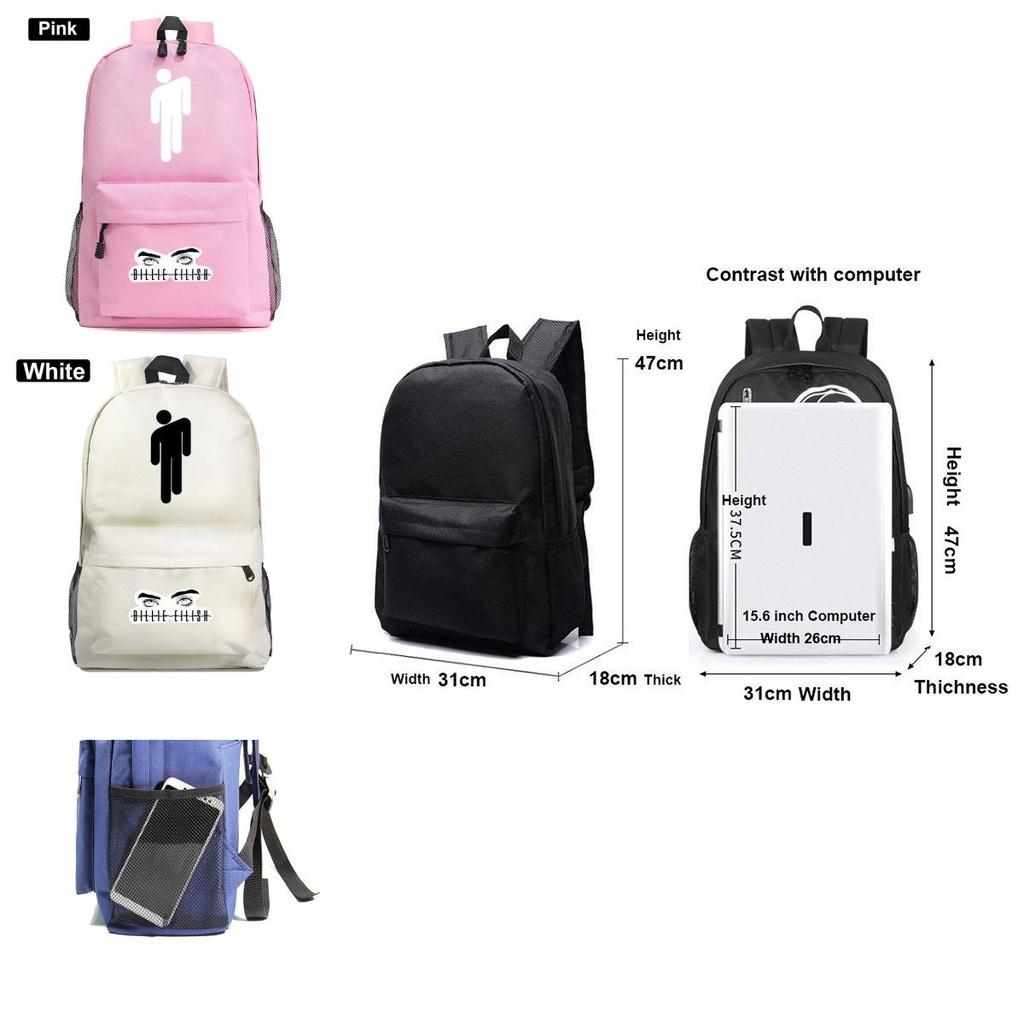 Billie Eilish Zip Opening Travel Backpack School Picnic Wear Resistant Bag