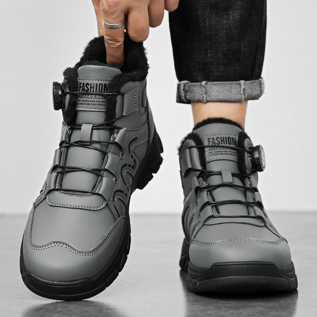 Winter New Style, High Top, Plush and Thickened, Men's Cotton Shoes, Swivel Buckle, Trendy Men's Shoes, British Style, Boots