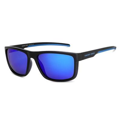 VINCENT CHASE EYEWEAR Από την Lenskart | Μπλε Μαύρο Ορθογώνιο Στυλάτο Γυαλί Ηλίου με Πλήρη Σκελετό | Πολωμένο και με Προστασία UV |  | VC S14122-Συσκευασία 1 τεμαχίου