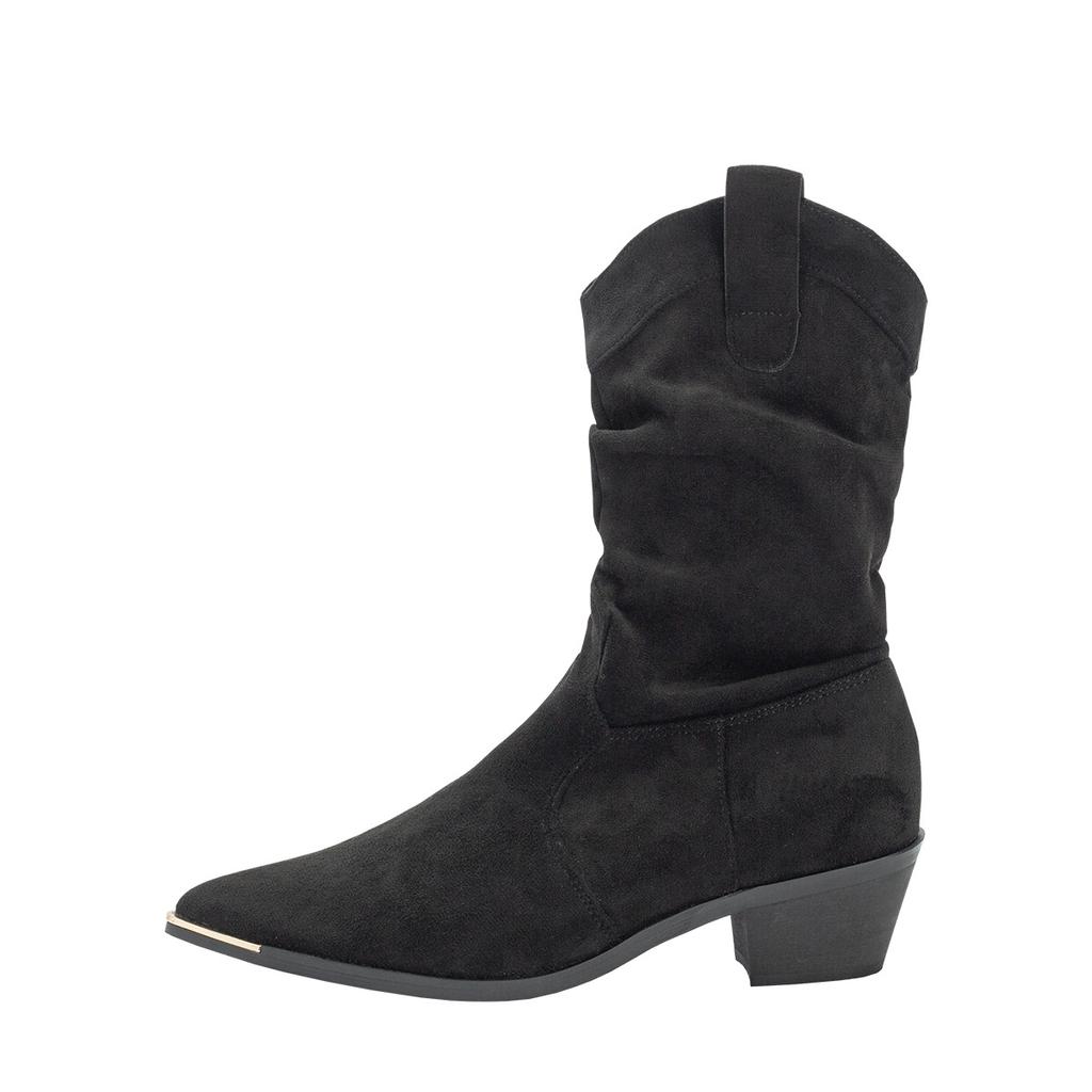 2025 new brown chelsea velvet and ankle boots medium tube pleated boots pointed thick heel short boots children autumn and winter