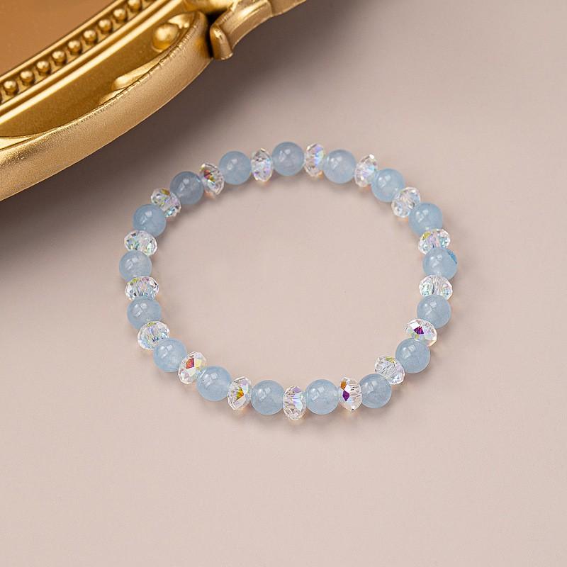 Handmade Pink Blue Crystal Bead Bracelet Women Men Sweet Minimalist Boho Style Statement Jewelry Blue