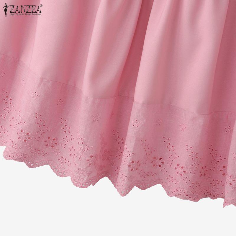 ZANZEA Saias longas soltas de cintura elástica casual feminina