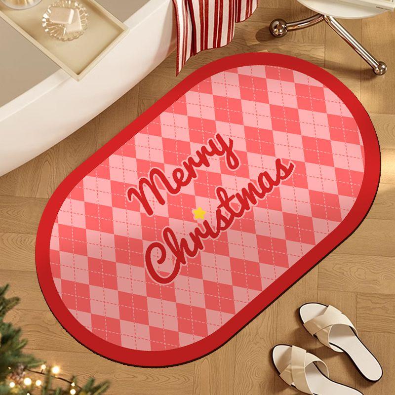 Weiche Kieselgur Badezimmer Saugfähige Bodenmatte Weihnachtsthemen Atmosphäre Fußmatte Toilette Toilettentür Rutschfeste Matte