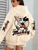 Sweat à capuche Mickey Disney vintage surdimensionné Femmes Hommes Pull décontracté Sweat-shirt Streetwear Manches longues Tops Mode Printemps Automne