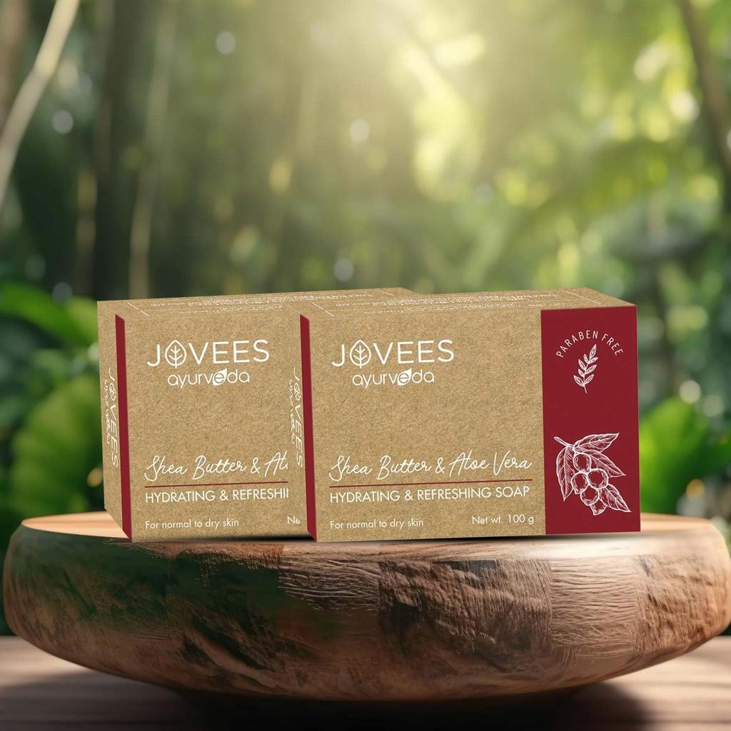 Jovees Herbal Shea Butter & Aloe Vera Hydrating Refreshing Soap 100G Pack of 2 for Soft Smooth Skin