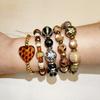Hot Sale Amber Leopard Print Bead Stretch Bracelet Stainless Steel Waterproof Non-Fading Bracelet