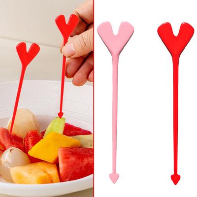 8 Stück Herzform Einweg-Plastik-Obstgabeln Lustige Leichte Kuchen-Dessertspieße Partyzubehör Haushalt Plastik-Essgabel