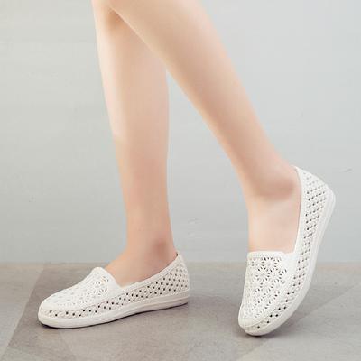 Summer Flat Soled Women's Shoes, Nurse's Shoes, Work Slippers, Anti Slip and Wear-resistant Shoes, Breathable and Odor Resistant PVC Shoes