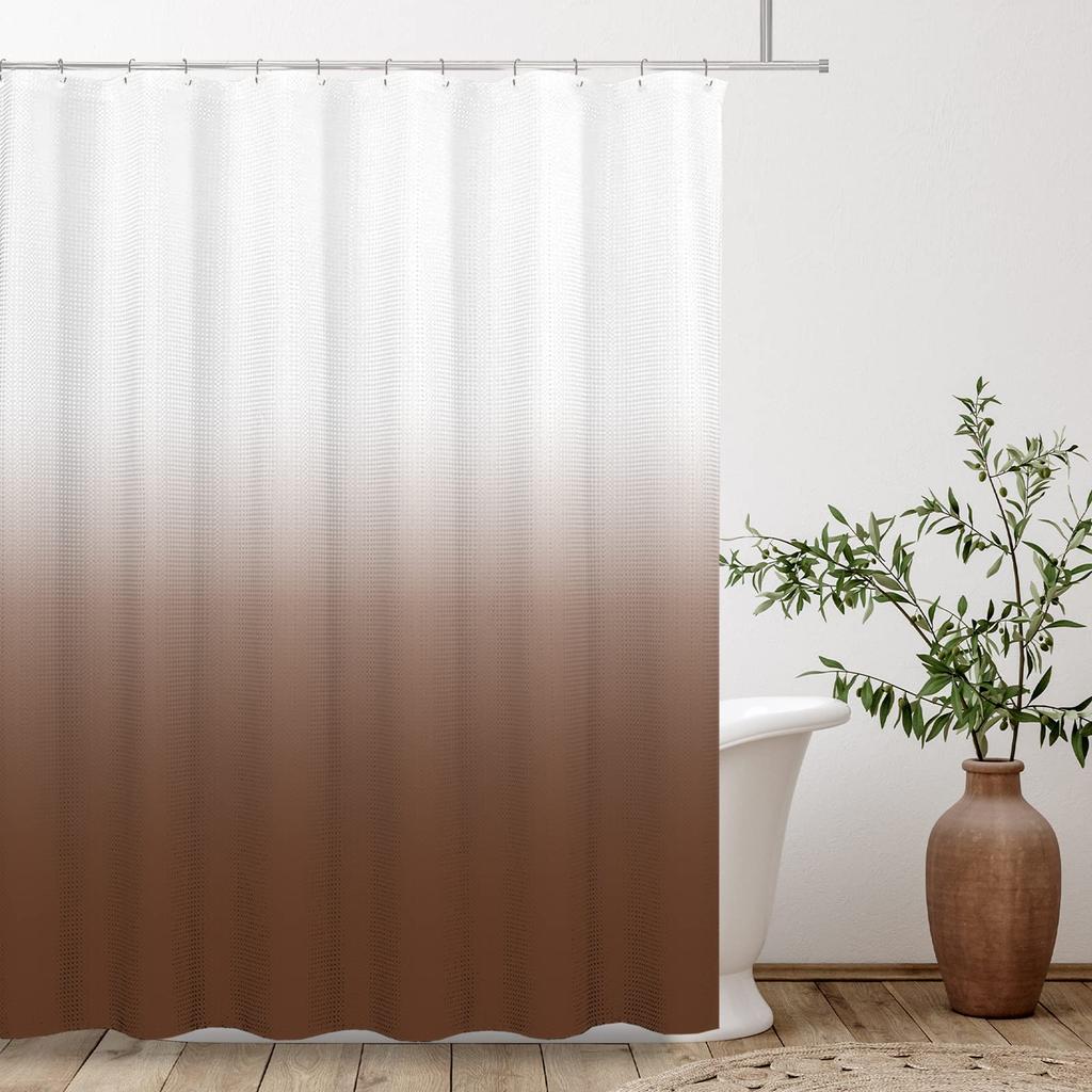 Ombre Beige Sage Shower Curtain, Lime Green Texture Fabric Gradient Bathroom Decor Waterproof Bathroom Curtains Set with Hooks