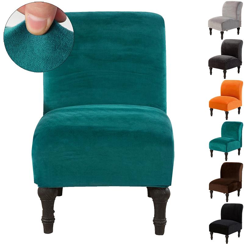 1Pc Solid Color Fashion Armless Accent Chair Cover DIY Polyester Fiber Stretch Slipcovers Protector Velvet Single Sofa covers