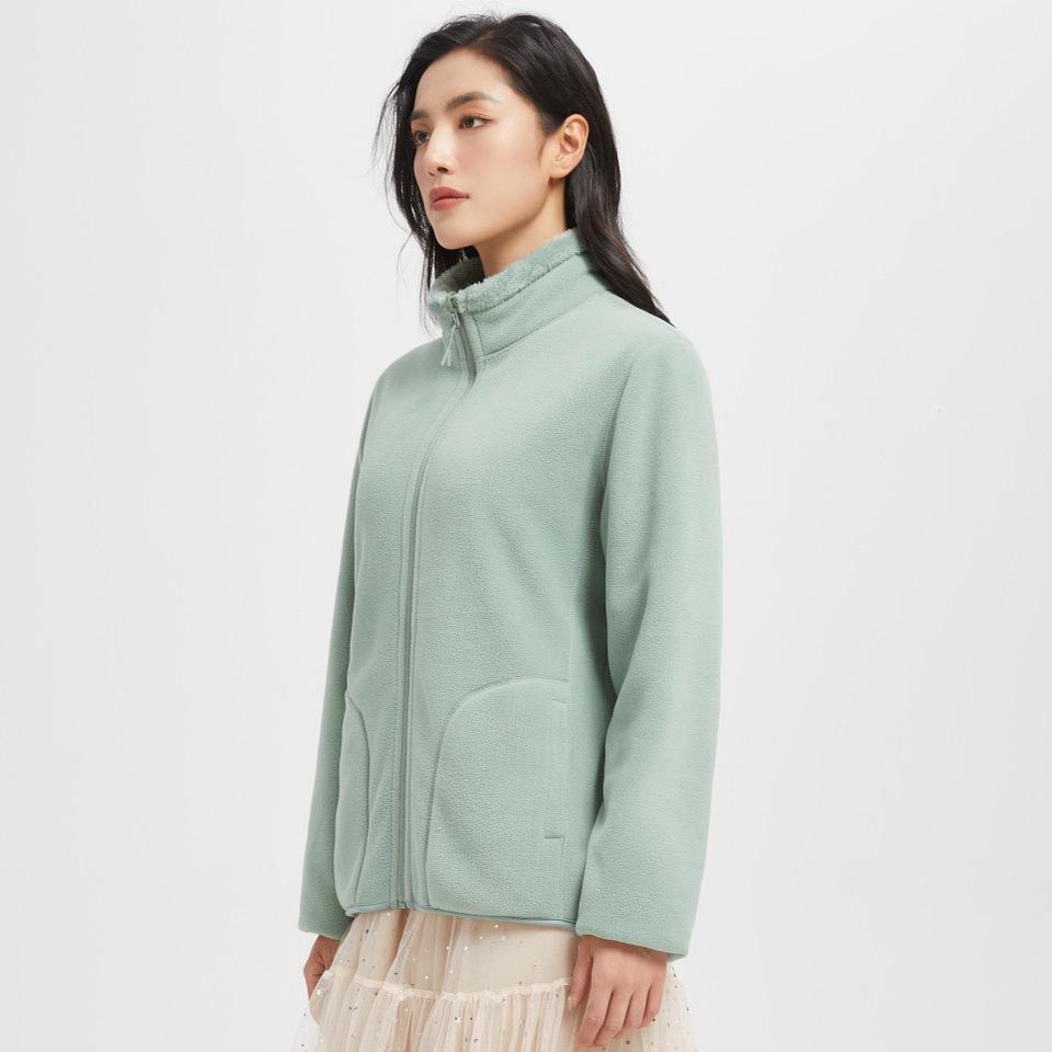 New Autumn Double-Sided Fleece Cardigan: Warm Coral Stand Collar for Women & Men