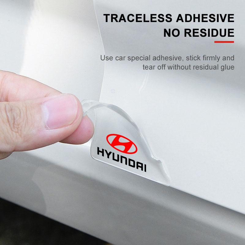 2Pcs Transparent Car Door Corner Cover Anti-Scratch Protection Sticker For Hyundai Logo IX35 Bayon Kona I30 ElantraSolaris Palisade