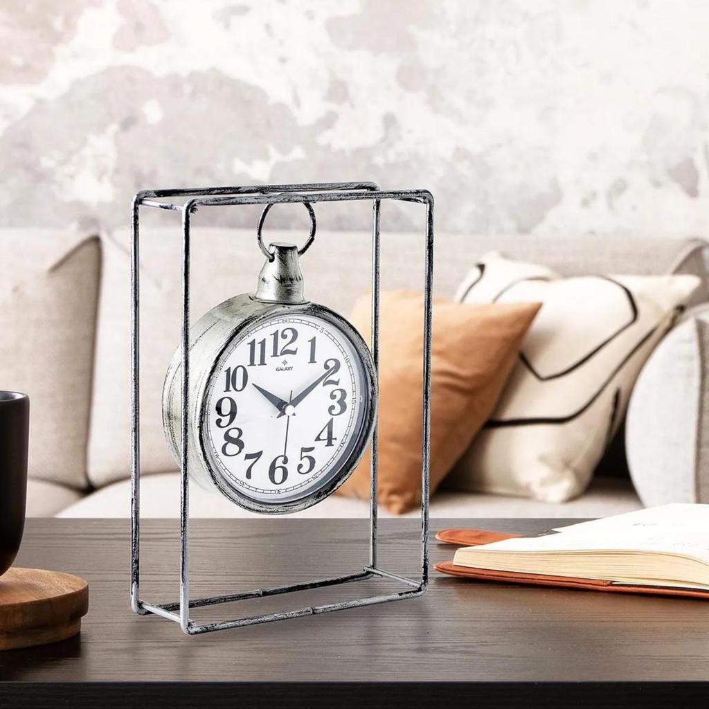 MUYIKA Supera Decorative Metal Table Clock with Silent Mechanism, 23x32 Cm, 3 Different Colors, Home Decoration, Table and Desk Clock, Stylish Clock