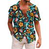 Hawaiian Mens Shirts Lapel Short-Sleeved Shirt Mexican Style Clothing Casual Loose Button-Down Shirt Mens Clothes Harajuku Tops