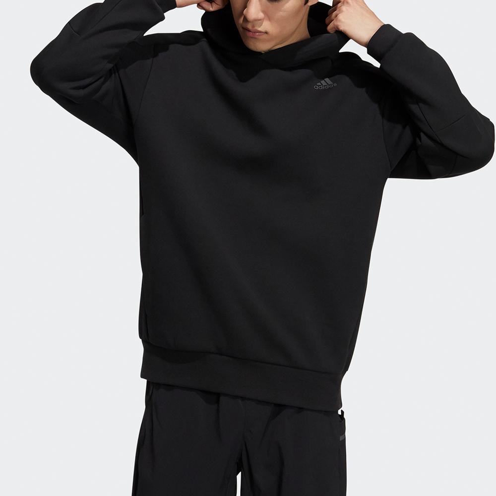 Adidas Solid Color Pullover Hoodie Men Tops Black H39211