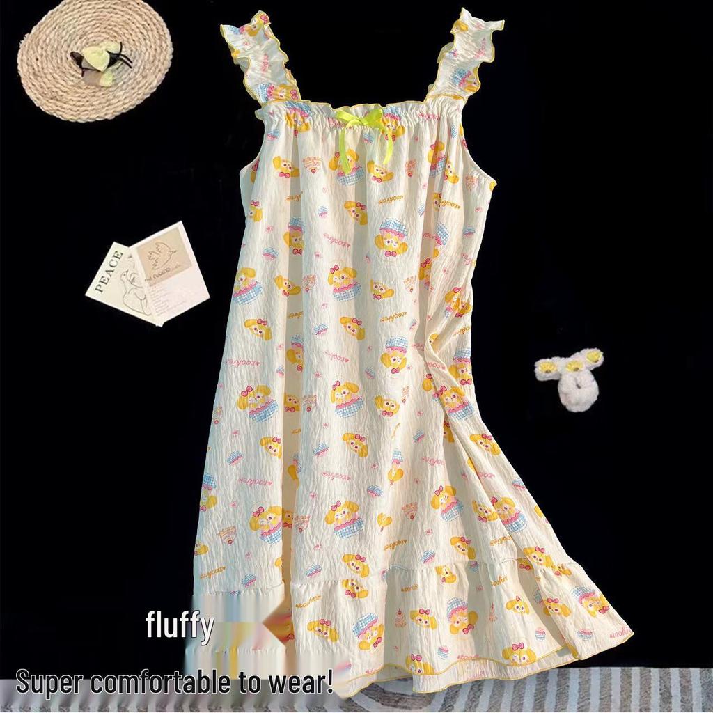 Sweet Girly Princess Camisole Nightgown with Chest Pads - Loose Maternity Summer Pajamas