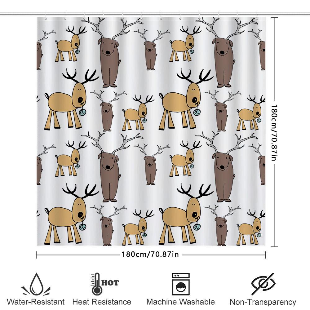 Cute Deer Print Shower Curtain Decor Bathroom Accessories Modern Cartoon Animal Design White + Yellow / Brown 3D Printed Waterpr