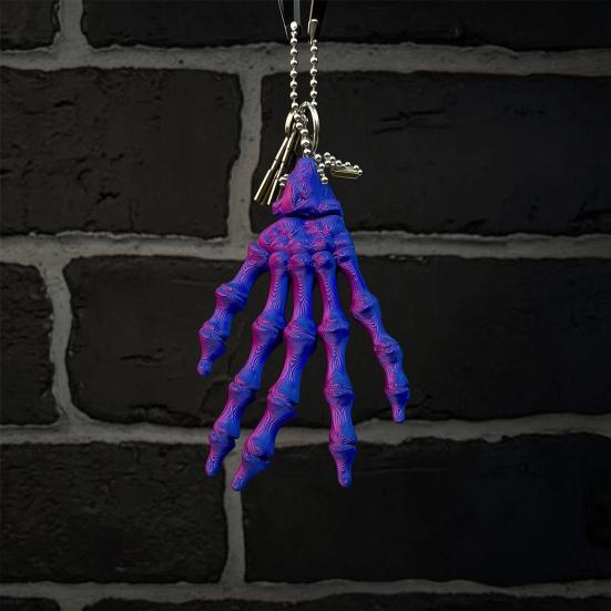 Yousheng Skeleton Hand Keychain, with Hanging Chain 3D Printed Ornament, Movable Joint Design Skull Palm Stress Relief Toy for Halloween