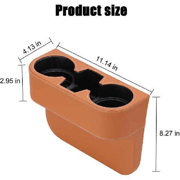 Car Seat Gap Filler Organizer with Cup Holder, Leather Multifunctional Vehicle Front Seat Crevice Storage Box Bag, Automotive Console Side Bucket