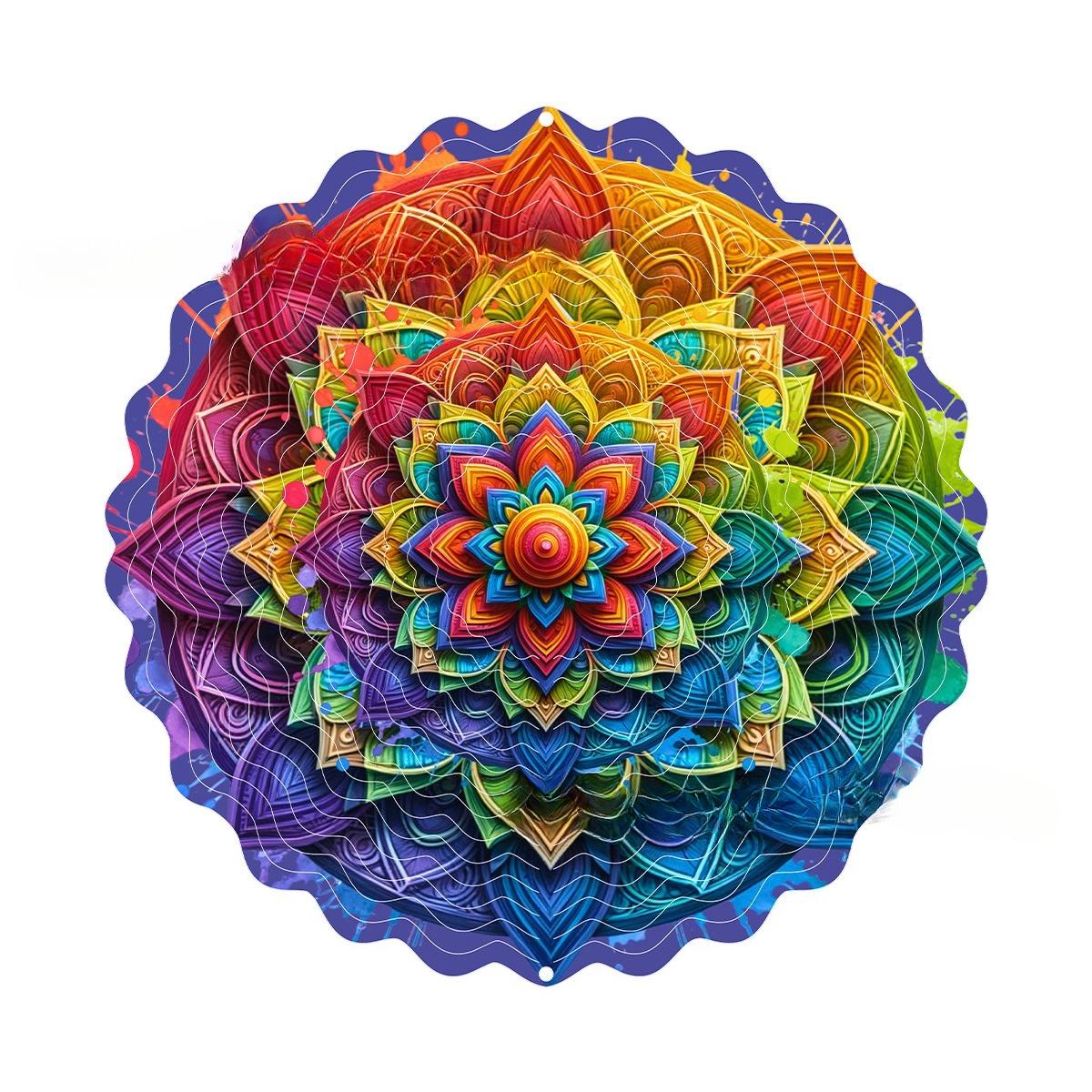 Мандала Вертушки для Двора и Сада 3D Стальная Подвесная Вертушка для Улицы и Помещения Вертушка с Вращением на 360 Градусов 25 25