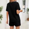 Zomer Tweedeelss Set voor Dames V-hals Top met Korte Mouwen en Taille met Trekkoord Shorts Casual Loungewear Outfit voor Dagelijks Gebruik