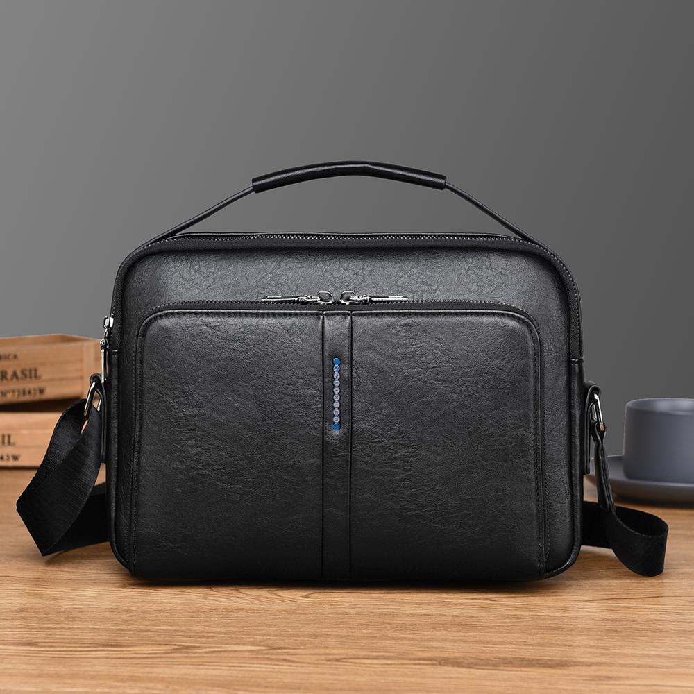 WEIXIER Men's Leather Crossbody Shoulder Bag Waterproof Messenger Sling Satchel Bag Briefcase for Work Business Travel