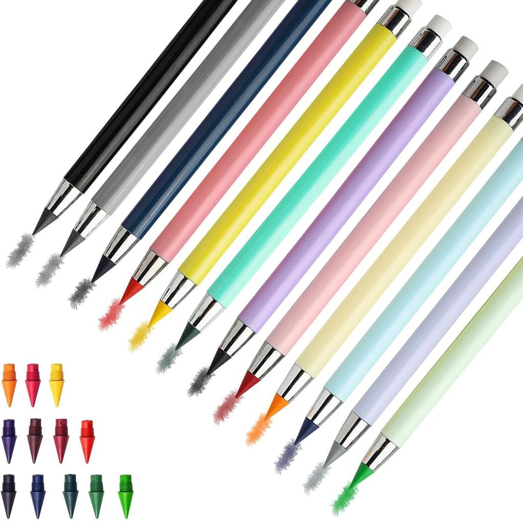 12/13 Stück Farbiger Tintenloser Stift mit Austauschbarer Spitze Ewigkeitsstift Infinity-Stift zum Schreiben Zeichnen Skizzieren