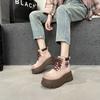 Leather platform Martin boots women's 2025 new autumn and winter retro British style big yellow boots short boots versatile lace-up single boots