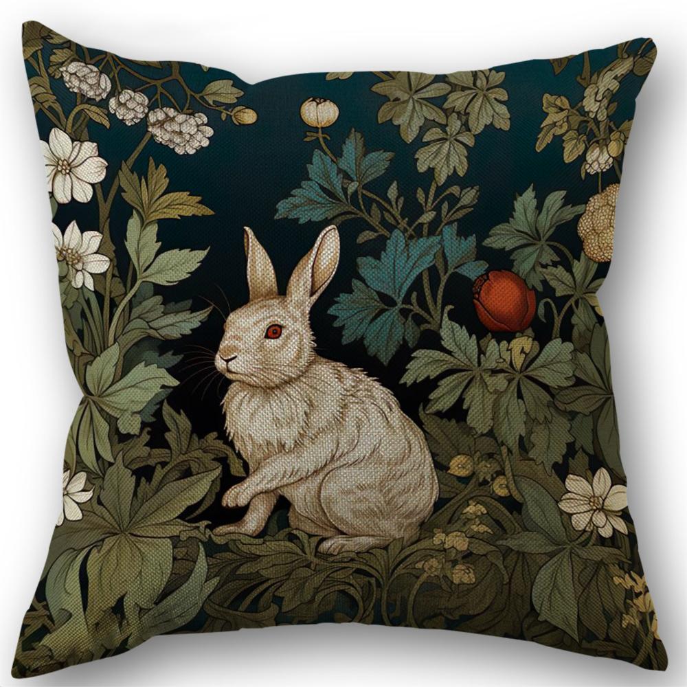 Rabbit In The Bush Pillowcase Wedding Decorative Linen Pillow Case For Home Pillow Cover 45X45(One Sides)
