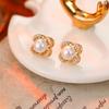Premium Pearl Stud Earrings S925 Silver Needle Elegant Exquisite Earrings Retro Temperament Versatile Earrings