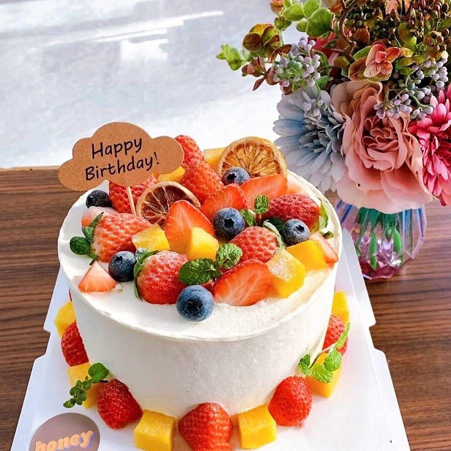 Simulated Birthday Cake Model Crafts Fake Fruit Cake Mold Decoration Shop Window Sample Display Home Ornaments Photography Props