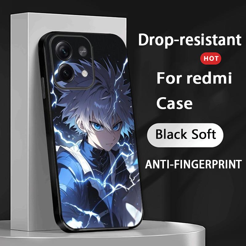 Killua Zoldyck Hunters X H Pattern Phone Case For Redmi Note 14 13 12 11 Pro Plus S 5G 14C A3 Soft Black Phone Cover