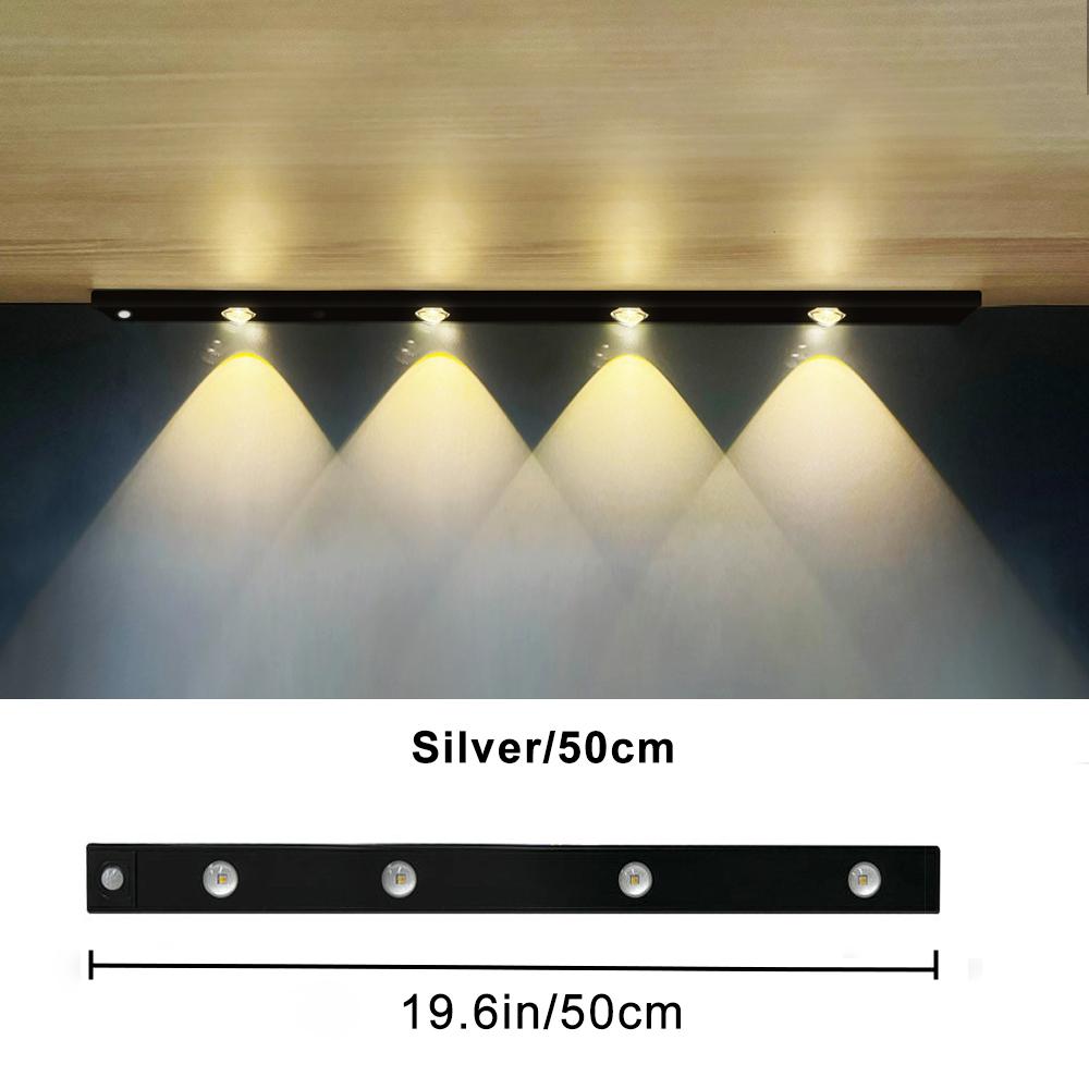 Ultra Thin LED Cabinet Lights 30/40/50CM Cabinet Lighting Motion Sensor USB Rechargeable Wireless Night Lights Kitchen Lamp