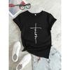 Faith Cross T-shirt Religion Design Print Women Aesthetic Clothes Devout Believer Tops Summer Tee Shirt