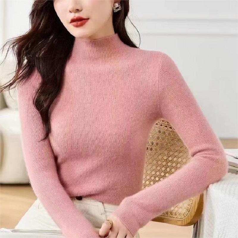 

Темпераментный топ с полувысоким воротником женский весенне-осенний простой и универсальный однотонный базовый топ женский с продвинутым чувством самосовершенствования 47-242 (average size) розовый