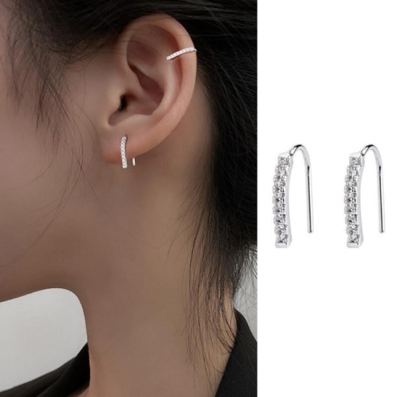U Cubic Earrings Ear Cuff Earrings Anti-allergy Silver