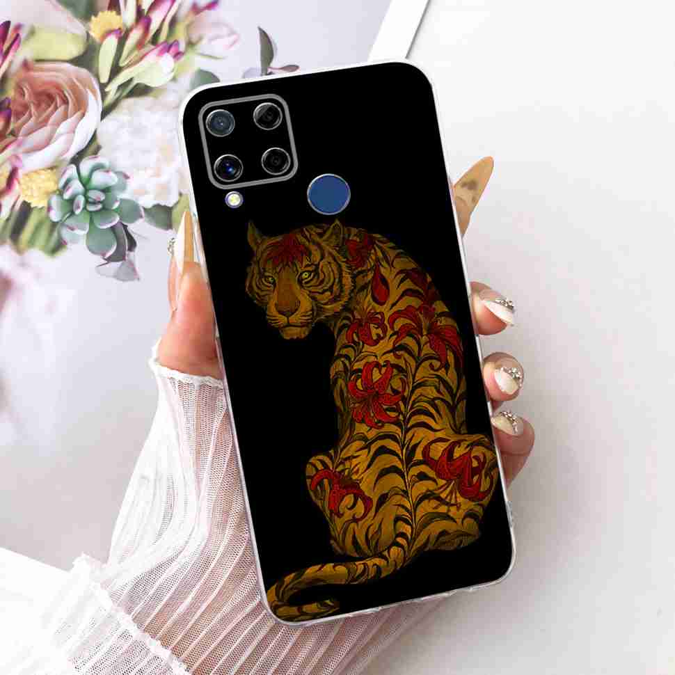 For Realme C20 Case Soft Funda Blue Butterfly Painted Cover For Oppo Realme C15 c20 C 20 15 Phone Bumper RealmeC15 Case Coque