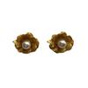 Metal three-dimensional stacked petals pearl stud earrings French romantic earrings