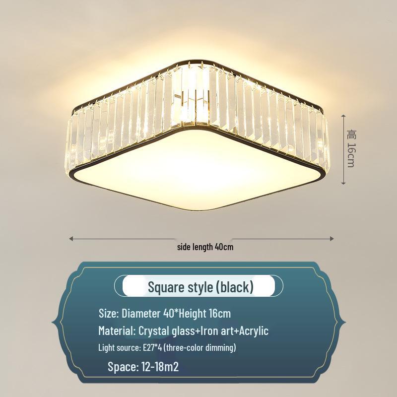 Modern Minimalist Round LED Crystal Ceiling Light for Bedroom, Living Room, Dining Room, and Study