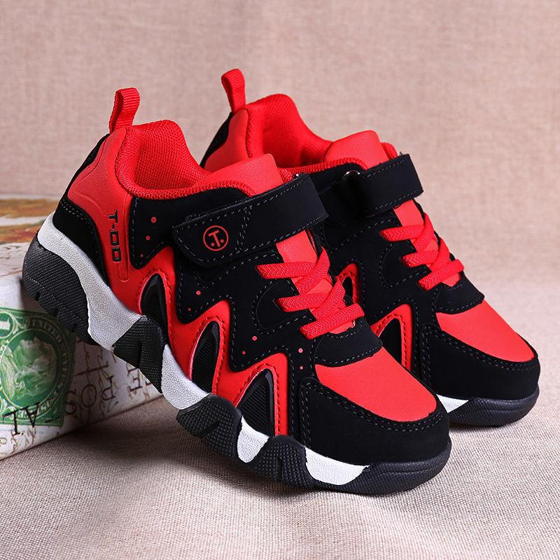 Jinjiang shoes children's shoes boys sports shoes leather surface autumn and winter middle and older children cotton shoes velvet shoes spring and au