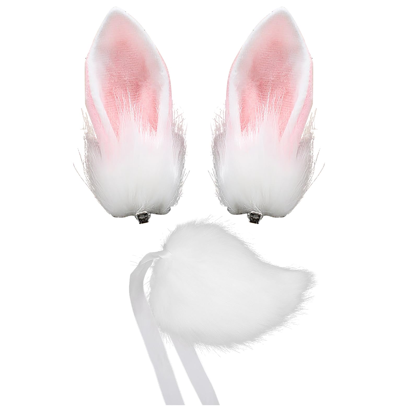 [ЛОЖЬ] Милый Костюм-Косплей с Ушами и Хвостом Кролика для Детей и Взрослых, Уши Кролика, Заколки, Ободки, Аксессуары для Волос, Хвост Кролика, Костюм Животного,