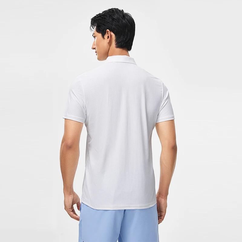 Lining Fitness Series Solid Color Casual Short Sleeve Polo Shirt Men Polo Shirts White APLT027-2