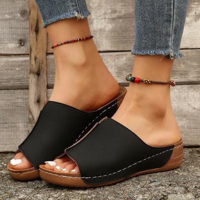 Europäische und amerikanische Damenschuhe, bequeme Keilabsätze, Slipper, einfache Sandalen