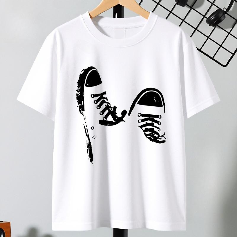 Kids Sneaker Print Crewneck Summer Short Sleeve Tee