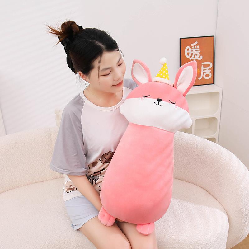 70cm Cartoon Animal Plush Pillow Fox Lamb Penguin Bear Sleeping Bolster Companion Friend Gift