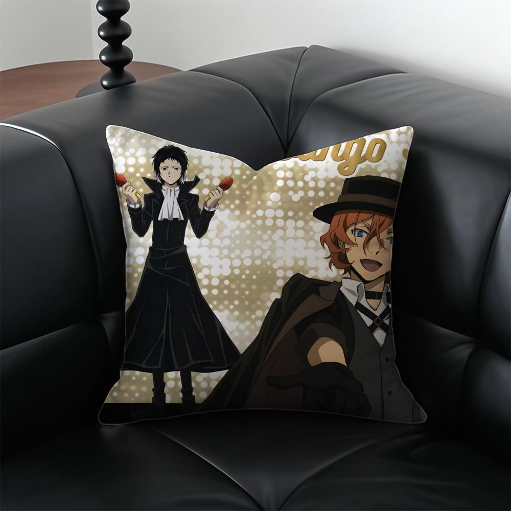 Classic comics BBungo Stray Dogs Cushion Cover Pillow Case Antidustmite Invisible zipper silky plush cushion
